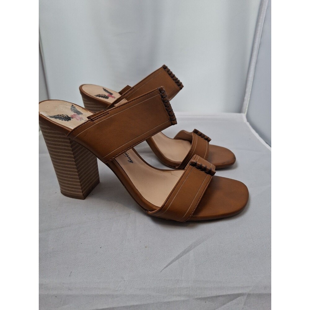 PENNY LOVES KENNY Women's Brown Faux Leather Heeled Sandals Size 6 M Boho